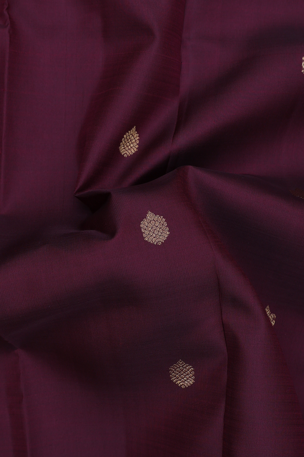 Kanchipuram Silk Saree In Coffee Brown With Zari Buttas