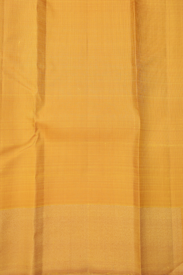 Kanchipuram Silk Saree In Saffron Yellow Checks Design