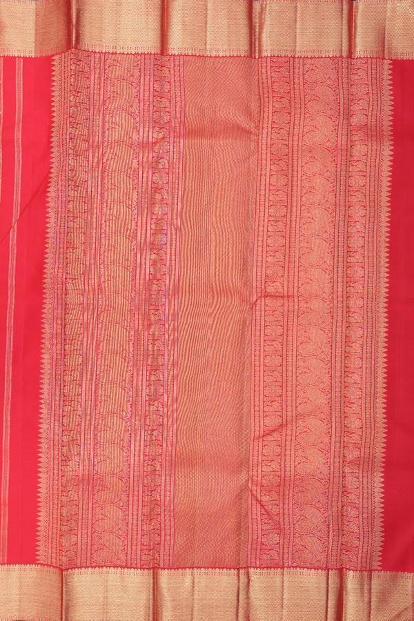Kanchipuram Silk Saree In Vermillion Red With Checks Design