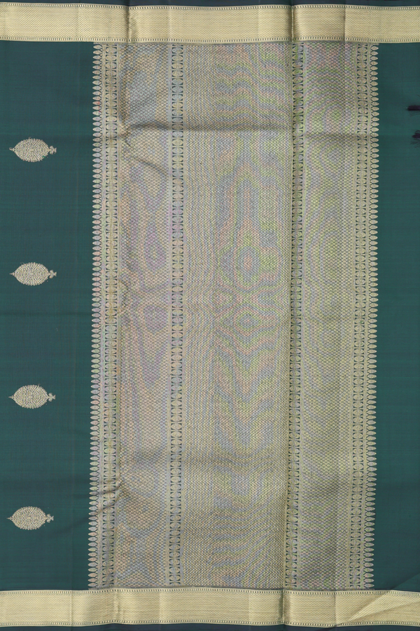 Kanchipuram Silk Saree In Forest Green With Parrot Motifs