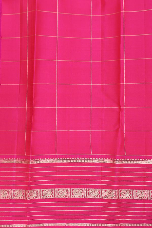 Kanchipuram Silk Saree In Royal Blue With Checks Design