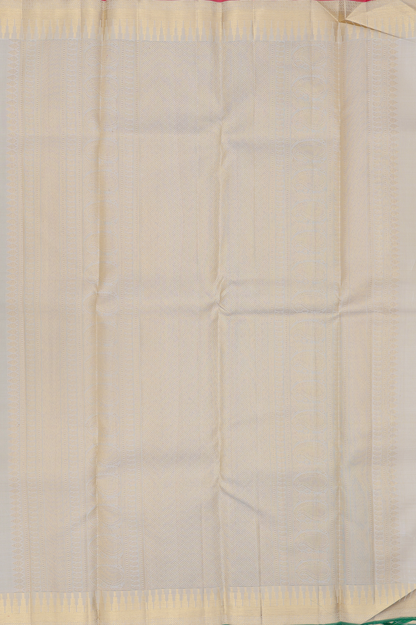 Kanchipuram Silk Saree In Beige With Threadwork Buttas