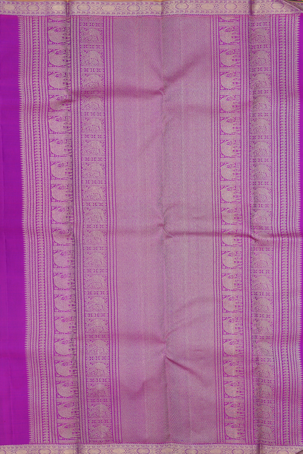 Kanchipuram Silk Saree In Royal Purple With Zari Buttas
