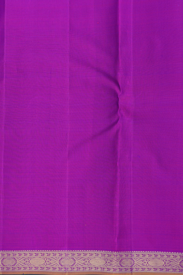 Kanchipuram Silk Saree In Royal Purple With Zari Buttas
