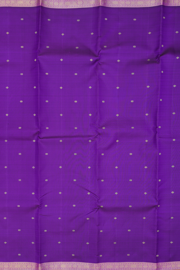 Kanchipuram Silk Saree In Royal Purple With Zari Buttas