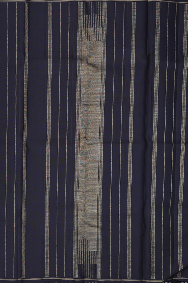Kanchipuram Silk Saree In Black And White With Checks Design