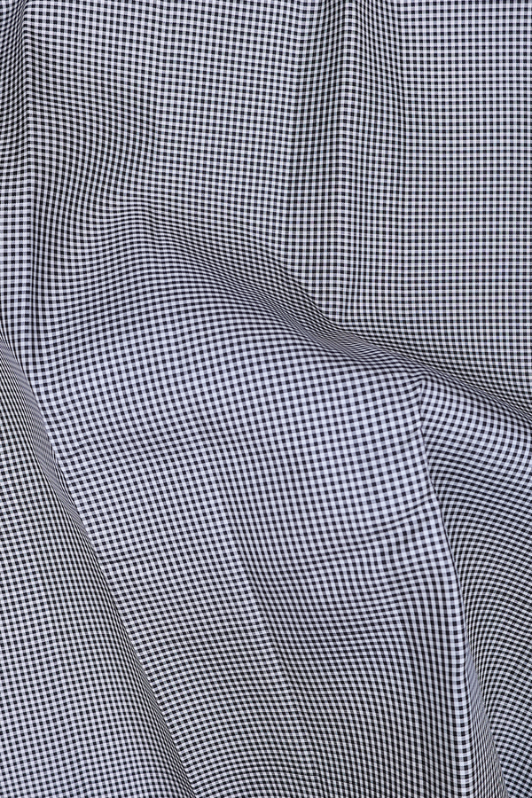 Kanchipuram Silk Saree In Black And White With Checks Design