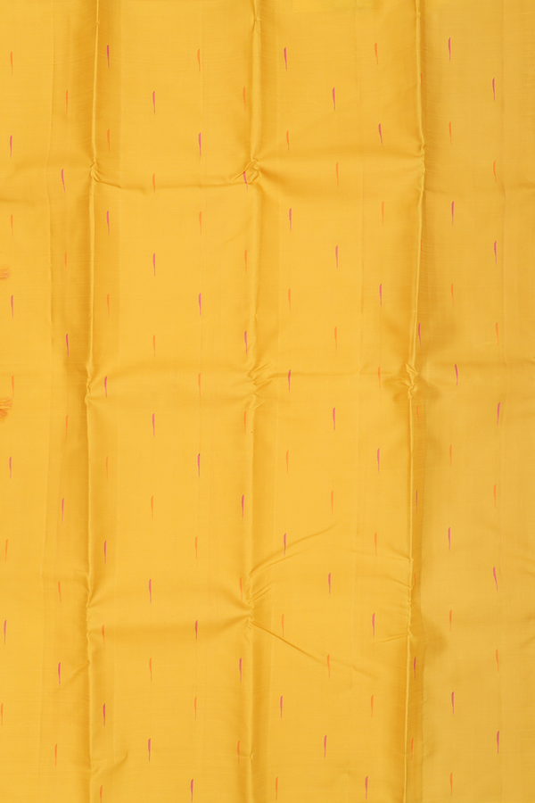 Kanchipuram Silk Saree In Yellow With Malli Moggu Buttas