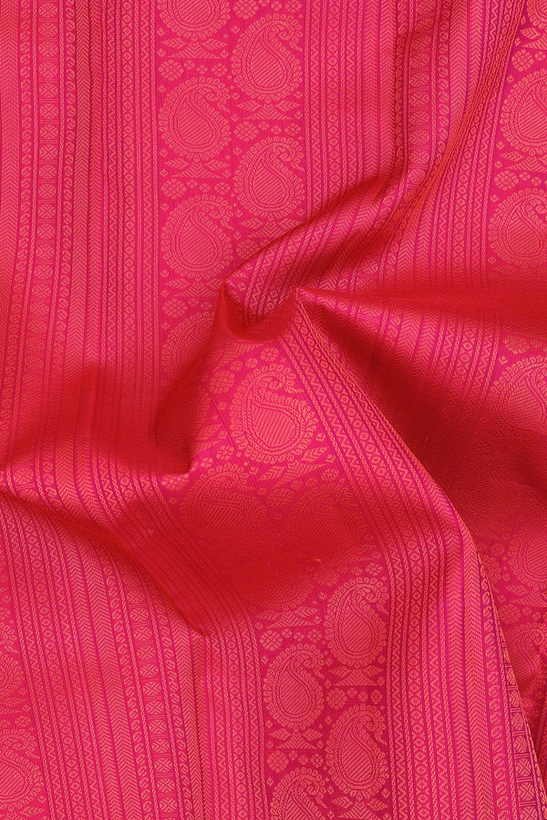 Kanchipuram Silk Saree In Pink With Jacquard Pattern