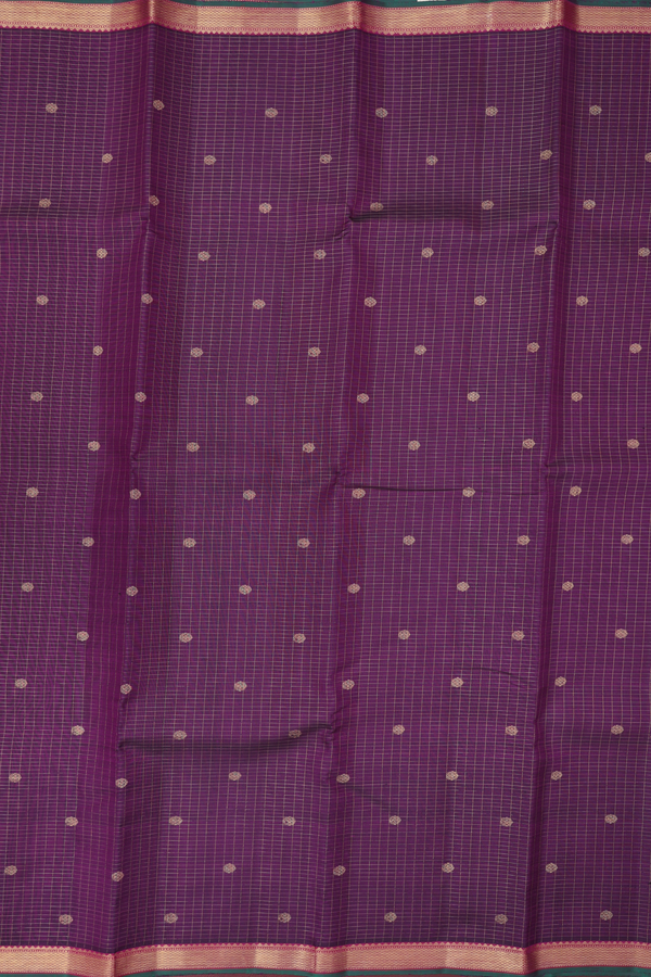 Kanchipuram Silk Saree In Purple With Checks Design