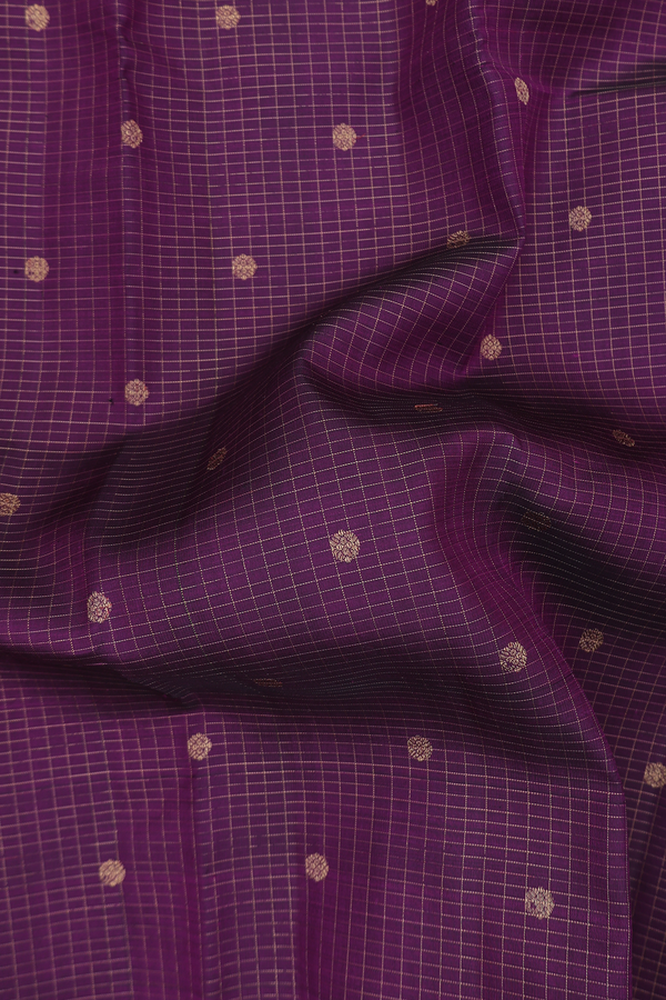 Kanchipuram Silk Saree In Purple With Checks Design