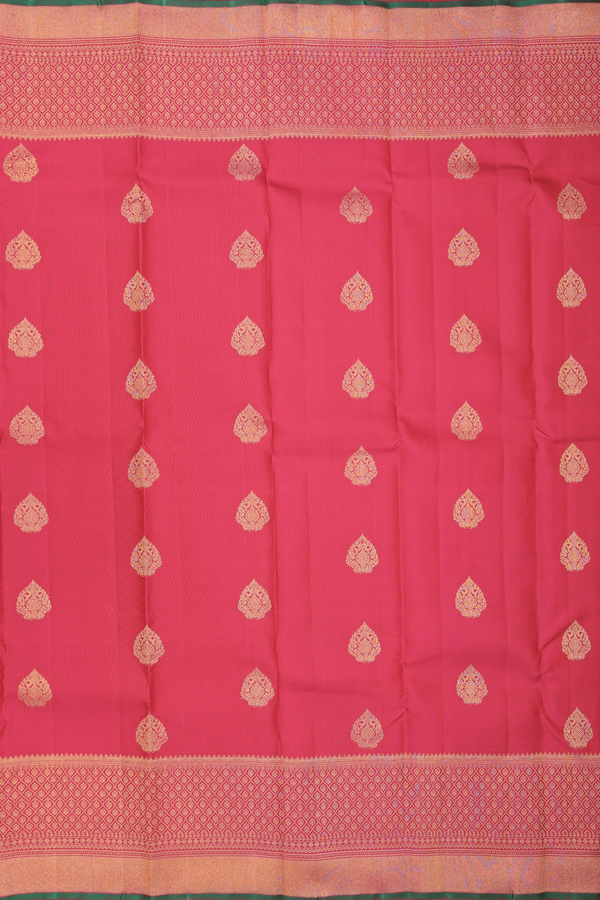 Kanchipuram Silk Saree In Red With Zari Buttas