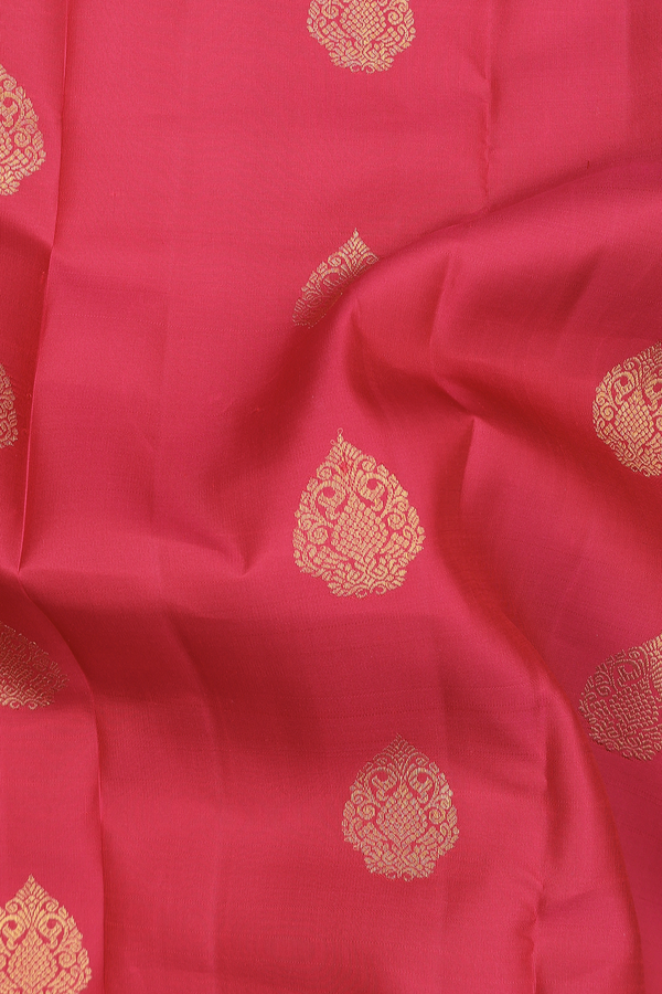 Kanchipuram Silk Saree In Red With Zari Buttas