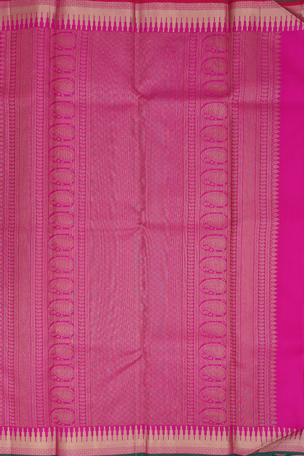 Kanchipuram Silk Saree In Magenta With Threadwork Buttas