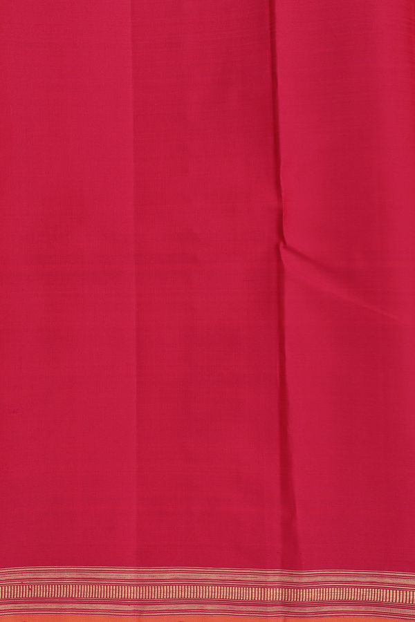 Kanchipuram Silk Saree In Scarlet Red With Checks Design