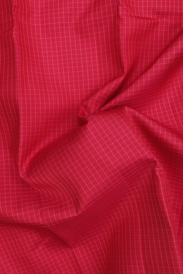 Kanchipuram Silk Saree In Scarlet Red With Checks Design
