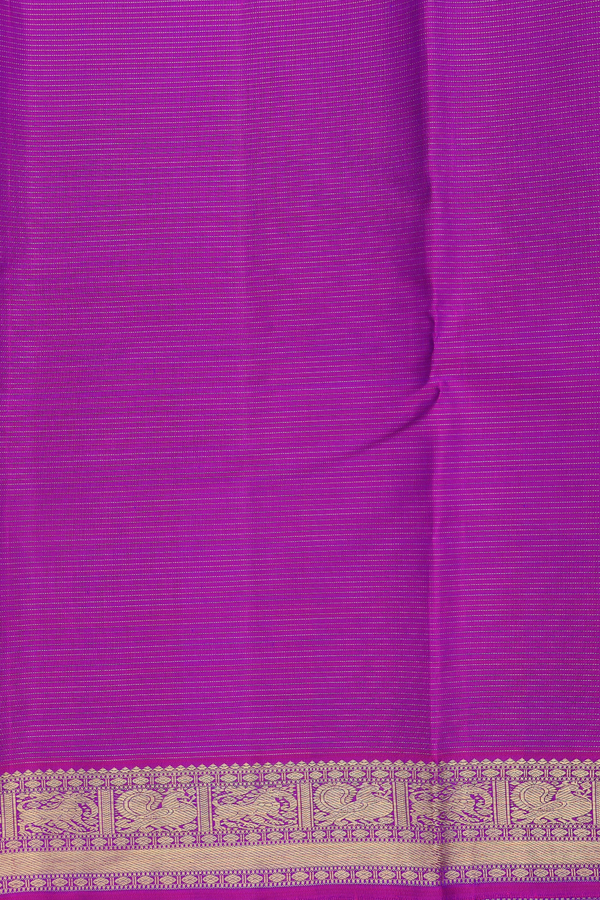 Kanchipuram Silk Saree In Blue Along Stripes With Buttas