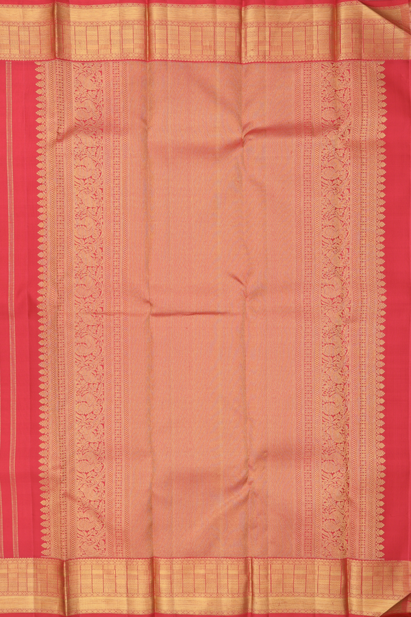 Kanchipuram Silk Saree In Red With Paisley Design