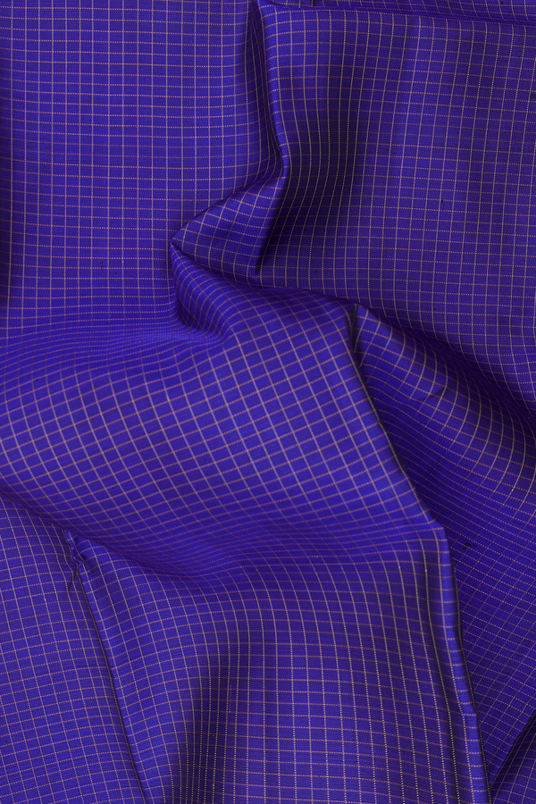Kanchipuram Silk Saree In Royal Blue With Checks Design