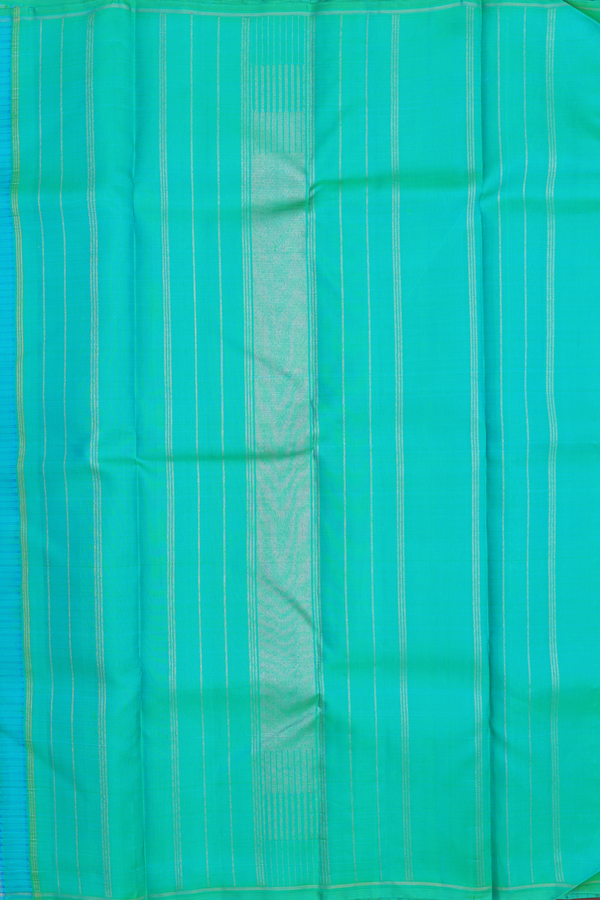 Kanchipuram Silk Saree In Blue With Checks Design
