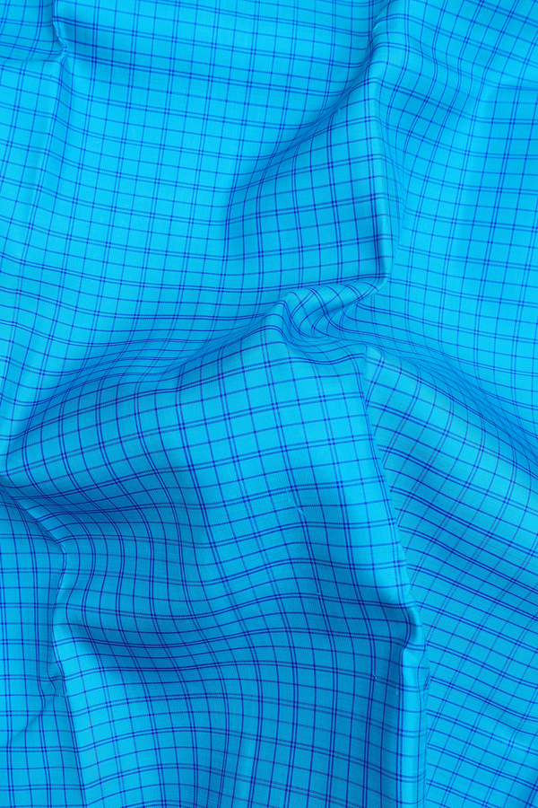 Kanchipuram Silk Saree In Blue With Checks Design