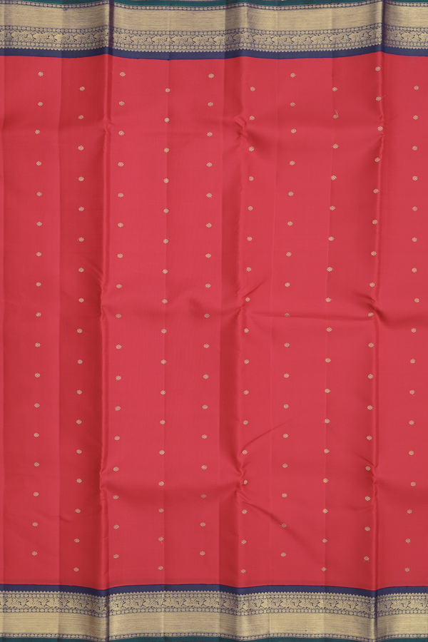 Kanchipuram Silk Saree In Red With Floral Buttis