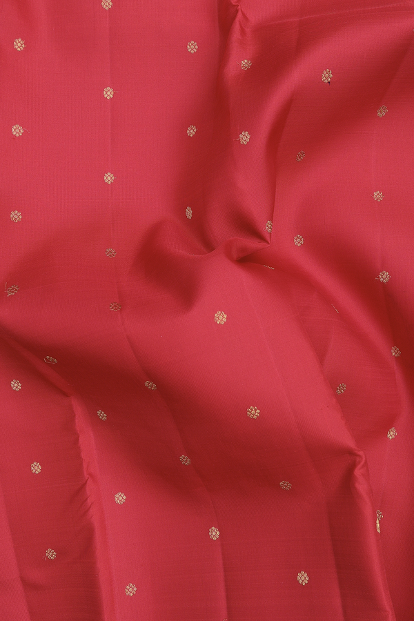Kanchipuram Silk Saree In Red With Floral Buttis