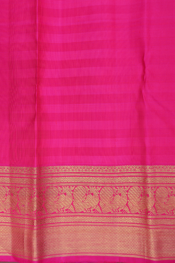 Kanchipuram Silk Saree In Pink And Orange With Stripes Design