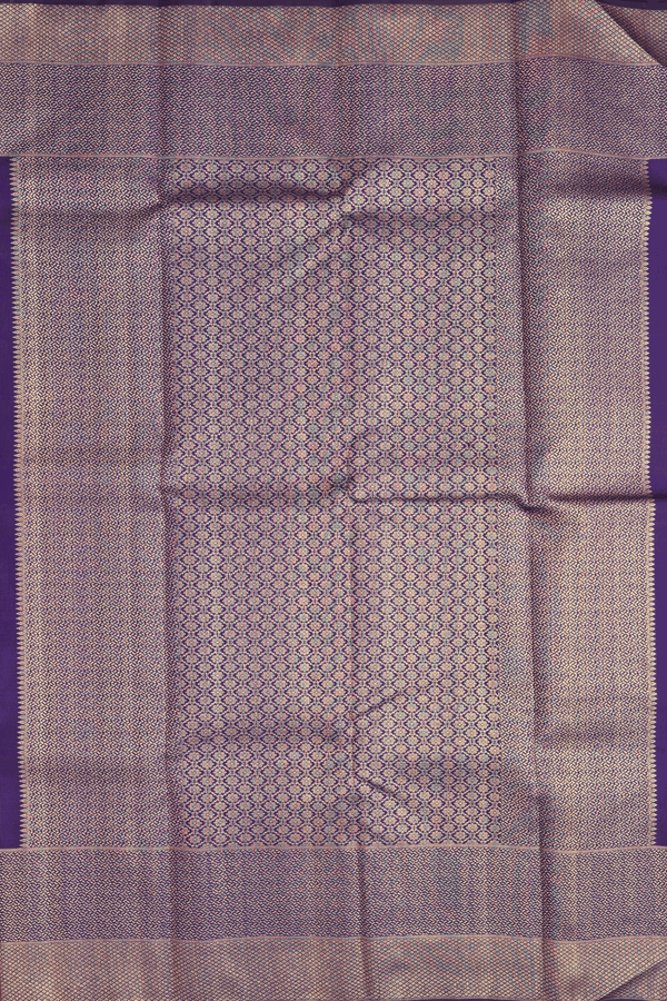 Kanchipuram Silk Saree In Regal Purple With Zari Buttas