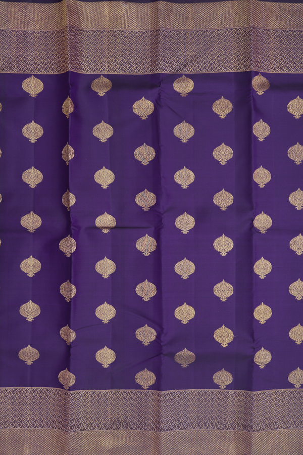 Kanchipuram Silk Saree In Regal Purple With Zari Buttas
