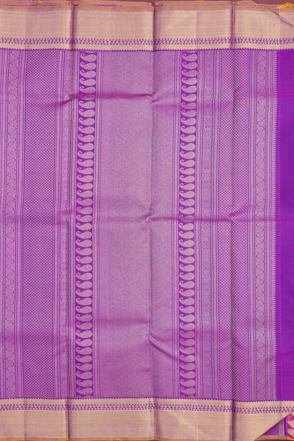 Kanchipuram Silk Saree In Deep Purple With Floral Buttis