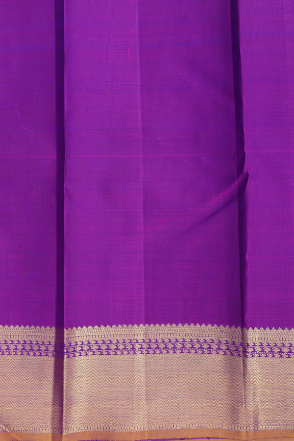 Kanchipuram Silk Saree In Deep Purple With Floral Buttis