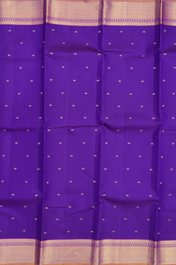 Kanchipuram Silk Saree In Deep Purple With Floral Buttis