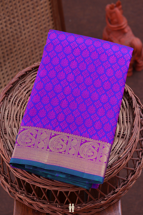 Kanchipuram Silk Saree In Purple With Jacquard Design