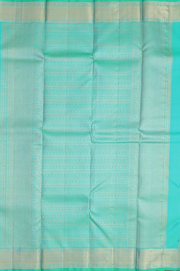 Kanchipuram Silk Saree In Aqua Green With Jacquard Pattern
