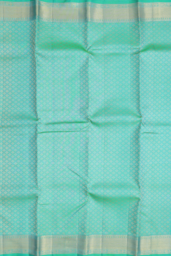 Kanchipuram Silk Saree In Aqua Green With Jacquard Pattern
