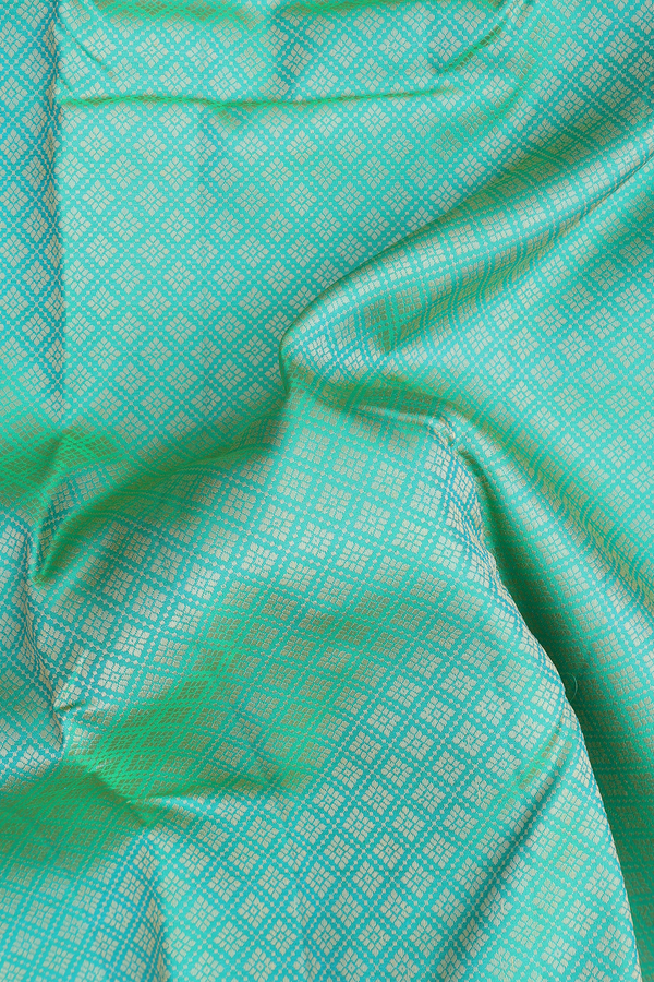 Kanchipuram Silk Saree In Aqua Green With Jacquard Pattern