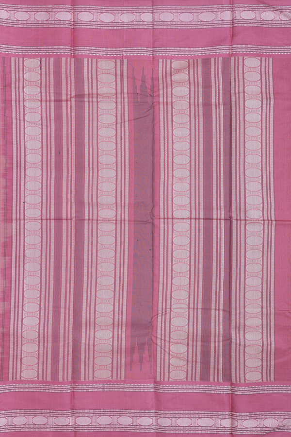 Kanchi Cotton Saree In Light Brown With Rudraksh Buttas