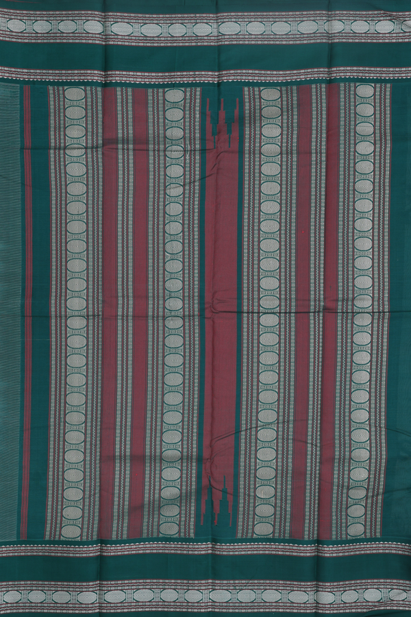 Kanchi Cotton Saree In Dusty Green With Threadwork Buttas