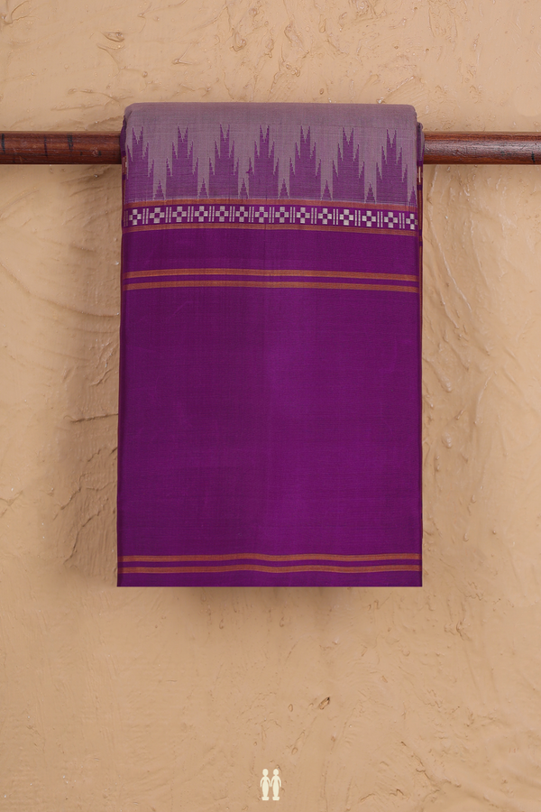 Kanchi Cotton Saree Dusty Lavender With Ganga Jamuna Border