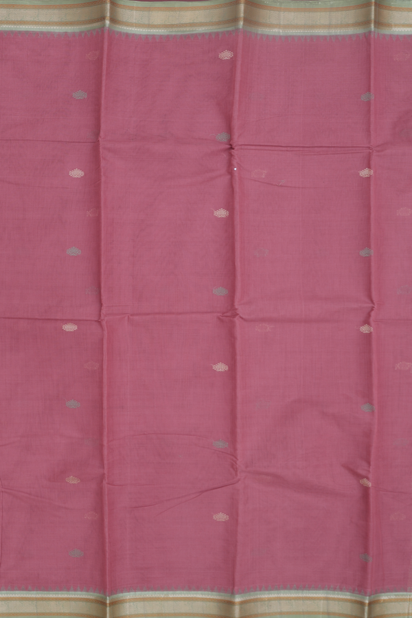Kanchi Cotton Saree In Dusty Rose With Threadwork Buttas