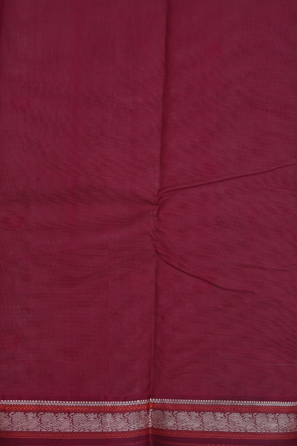 Kanchi Cotton Saree In Dark Khaki With Threadwork Buttas