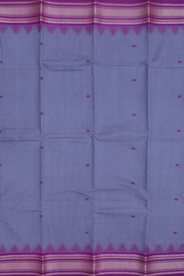 Kanchi Cotton Saree In Grey With Threadwork Buttas