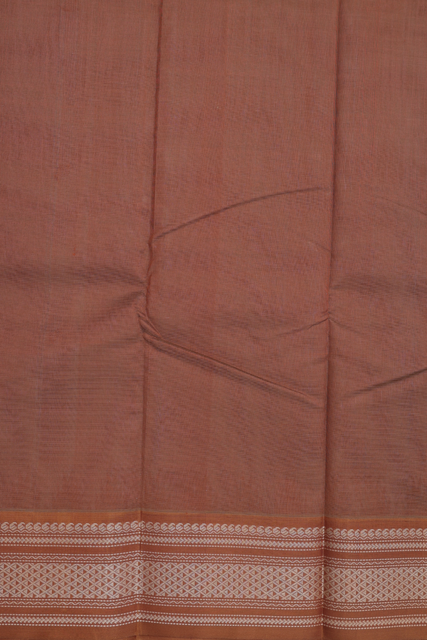 Kanchi Cotton Saree In Dusty Brown With Threadwork Buttas