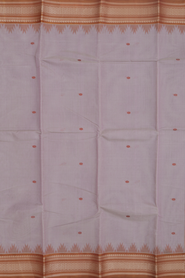 Kanchi Cotton Saree In Dusty Brown With Threadwork Buttas