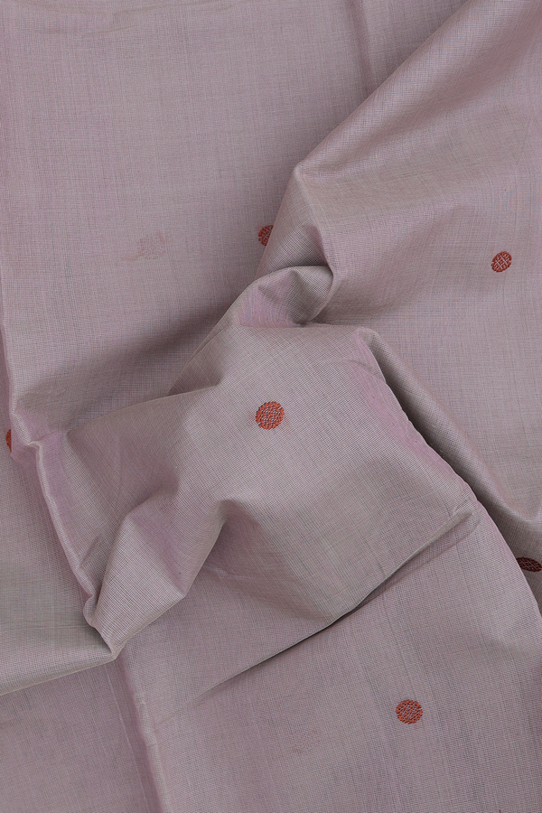 Kanchi Cotton Saree In Dusty Brown With Threadwork Buttas