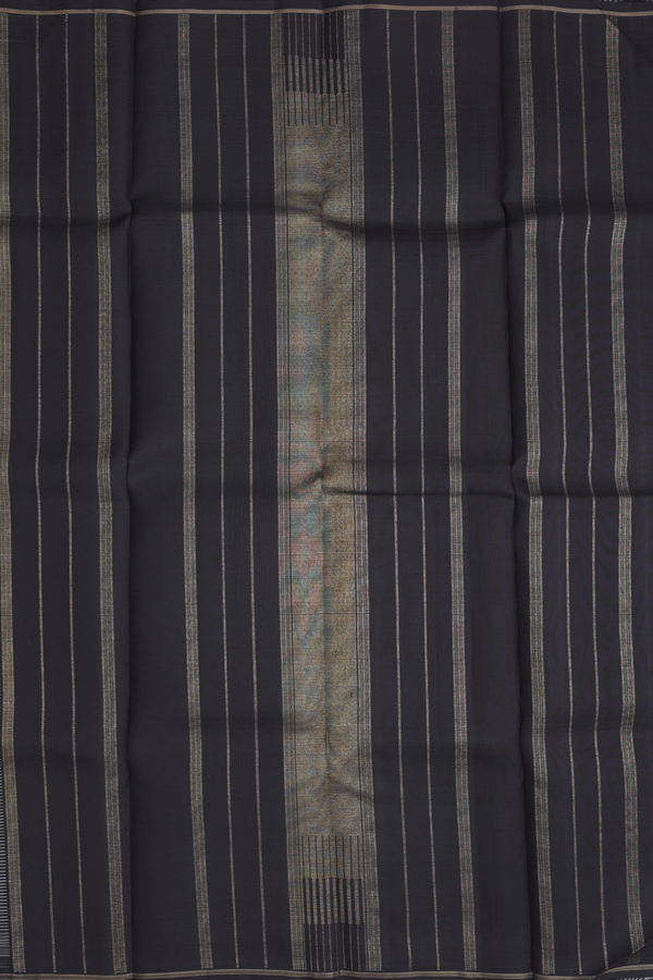 Kanchipuram Silk Saree In Black And White With Checks Design