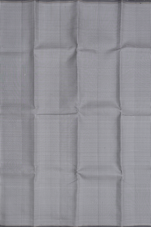 Kanchipuram Silk Saree In Black And White With Checks Design