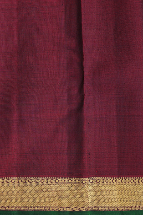 Kanchipuram Silk Saree In Forest Green Along Checks With Buttas
