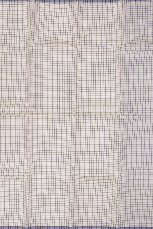 Kanchipuram Silk Saree In Off White With Checks Design